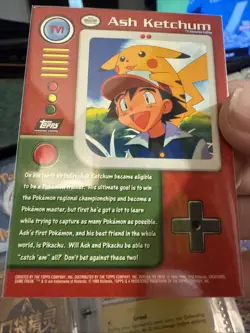 Topps Series 1 1999 TV Animation Ed ASH KETCHUM TV1 Pokemon Character Card H38 - Image 2