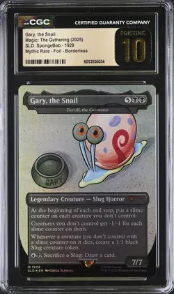 CGC 10 PRISTINE Gary, The Snail 1929 MTG Spongebob Secret Lair Rainbow Foil - Image 1