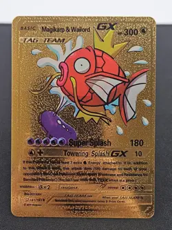 Magikarp & Wailord GX 161/181 Super Splash 300HP Pokemon Gold Foil Fan Art - Image 1