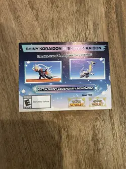 Pokemon Scarlet And Violet Serial Codes Shiny Koraidon or Miraidon UNSCRATCHED! - Image 1