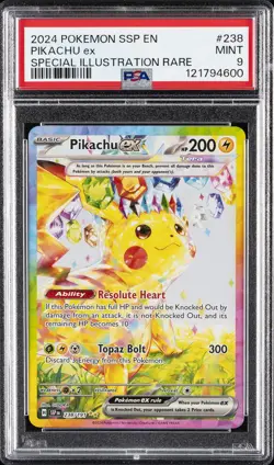 2024 POKEMON SSP EN-SURGING SPARKS SPECIAL ILLUSTRATION RARE PIKACHU EX PSA 9 - Image 1