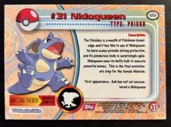 Pokemon Topps Nidoqueen #31 - 1999 TV Animation Series 1 Red Logo - Image 2