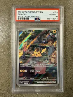 Pokemon Pikachu 151 MEW EN Illustration Rare #173 PSA 10 Gem Mint - Image 1
