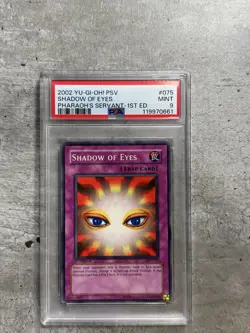 Yugioh Card 1st Ed Shadow Of Eyes PSA 9 Mint, Pharaoh's Servant PSV-075 2002 (1) - Image 1