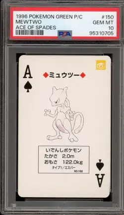 Pokemon Green Playing Cards Mewtwo Ace of Spades #150 PSA 10 Gem Mint - Image 1