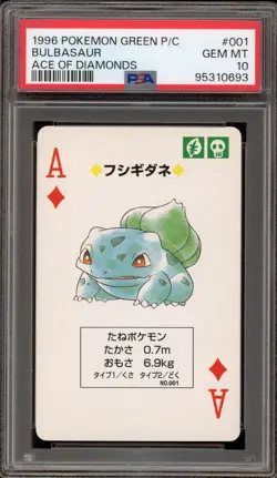 Pokemon Green Playing Cards Bulbasaur Ace of Diamonds #001 PSA 10 Gem Mint - Image 1