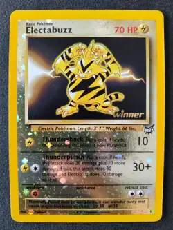 Pokemon Electabuzz Winner Stamp WOTC Best Promo Double Holo Swirl # 1 NM Card - Image 1