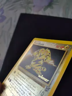 Pokemon Electabuzz Winner Stamp WOTC Best Promo Double Holo Swirl # 1 NM Card - Image 2