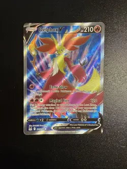 FREE SHIPPING Delphox v Full Art Holo Card 173/196: Lost Origin NM+ Condition - Image 1