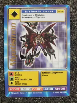Old School Digimon Battle Series 1 & 2 Cards With Holos And Myotismon Gold Stamp - Image 2