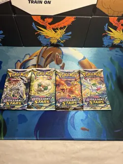 Pokemon Brilliant Stars Booster Packs Complete Art Set (4 Packs) - Image 1