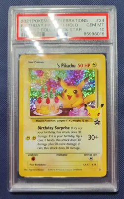 2021 POKEMON CELEBRATIONS CLASSIC COLLECTION #24 BIRTHDAY PIKACHU-HOLO PSA 10 - Image 2