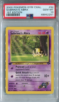 PSA 10 Pokemon 2000 1st Edition Sabrina's Abra Gym Challenge 94 GEM MINT - Image 1
