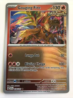 Pokemon TCG Surging Sparks Gouging Fire Reverse Holofoil 038/191 NM Rare - Image 1