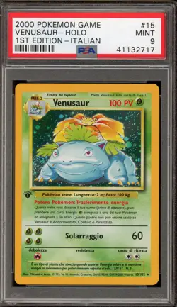 Pokemon Venusaur Base Set 1st Edition ITALIAN Holo Rare #15 PSA 9 Mint - Image 1