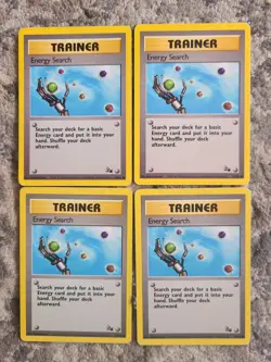 4x ENERGY SEARCH Fossil Fossil 59/62 Pokemon Card | Good Condition - Image 1