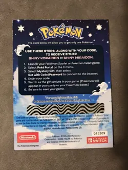 Pokemon Scarlet and Violet Shiny Koraidon OR Miraidon Gamestop Promo Card Code - Image 2