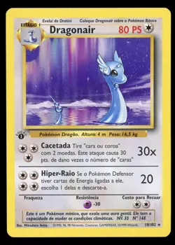Portuguese Dragonair 1st Edition Base Set 1999 Pokemon Card - Rare - NM - Image 1