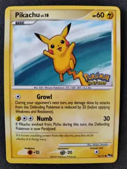 Pokemon Pikachu Pokemon Day 2009 Promo Pop Series 9 15/17 NM/MINT Card - Image 1