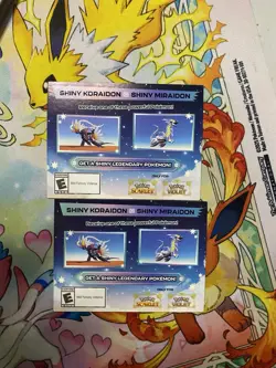 Shiny Koraidon & Miraidon Pokemon Scarlet Violet Code Card -Gamestop- 2 Of Them - Image 1