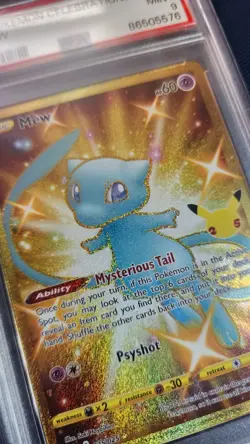 Pokemon Gold Mew 025/025 25th Anniversary Celebrations 2021 Full Art Rare PSA 9 - Image 1