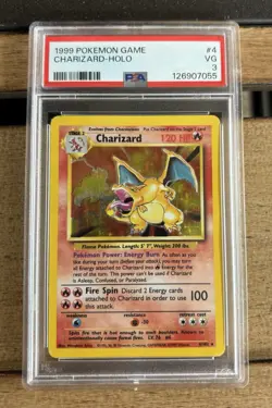 1999 Pokemon Charizard Holo 4/102 Base Set PSA 3 VG Rare WOTC - Image 1