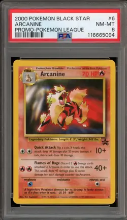 Pokemon Arcanine Pokemon League Black Star Promo #6 PSA 8 - Image 1