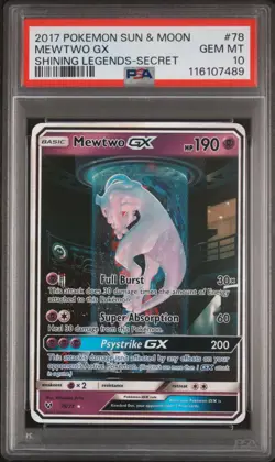 Pokemon Mewtwo GX Shining Legends Secret Rare #78 PSA 10 Gem Mint - Image 1