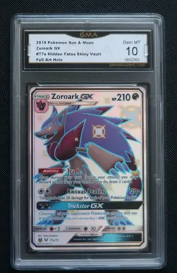 GMA Gem Mint 10 2019 Pokemon Sun & Moon Zoroark GX Hidden Fates 77a/73 - Image 1