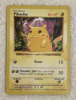 1999 Pokemon Pikachu (Red Cheeks) Base Set (Shadowless) - Image 1