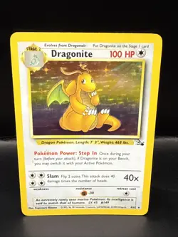Pokemon TCG Dragonite 4/62 Fossil Holo Rare 1999 - Image 1