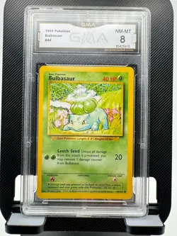 1999 Pokemon Base Set Bulbasaur GMA 8 NM-MT Vintage Grass - Image 1