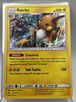 Raichu Holo Rare 41/147 Pokemon Card 2017 Burning Shadows LP - Image 1