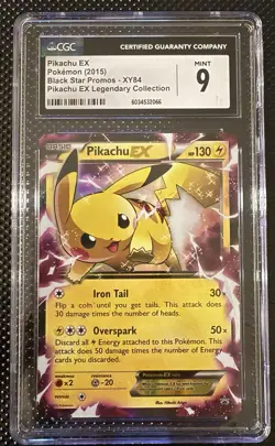 Pikachu EX XY84 CGC 9 NM/Mint + 2015 Black Star Promo Pokemon Card - Image 1