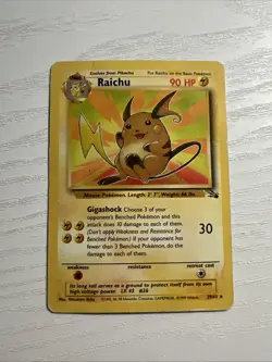 Pokemon TCG Raichu Regular Rare Card 29/62 Fossil 1999 Unlimited LP PSA 7 - Image 1