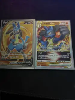 Pokemon Card TCG - Lucario V SWSH213 & Lucario VSTAR SWSH214 Black Star Promo NM - Image 1