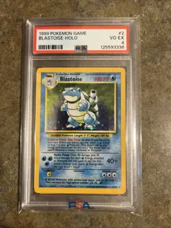 1999 Pokemon TCG Blastoise Base Set Holo Rare Card 2/102 PSA Graded 4 - Image 1