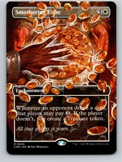 Magic the Gathering Smothering Tithe Borderless Commander Masters MTG Free Ship! - Image 1