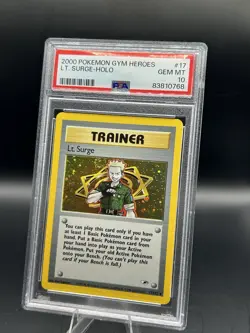 Pokemon TCG Lt. Surge Gym Heroes Holo Rare Card 17/132 PSA 10 - Image 1