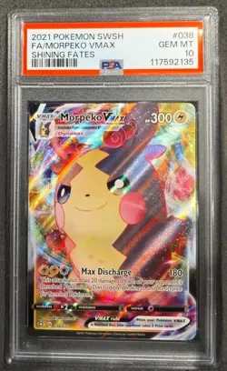 POKEMON CARD MORPEKO VMAX FULL ART 38 SHINING FATES #38 GRADED PSA 10 GEM MINT - Image 1