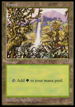 4x MTG Forest (293) - Waterfall, Light Play, English Mirage - Image 1