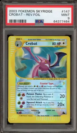 Pokemon Crobat Skyridge Crystal Reverse Holo Secret Rare #147 PSA 9 Mint - Image 1