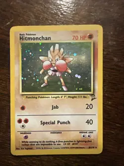 Pokemon TCG Hitmonchan Base Set 2#8/130 Holo Unlimited Holo Rare Vintage - Image 1