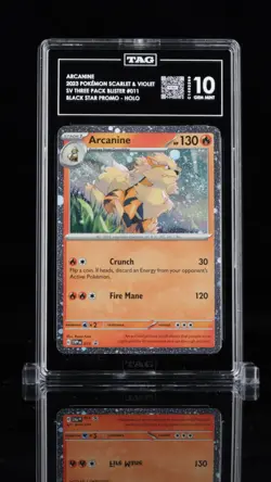DOUBLE SWIRL 2023 POKEMON SVP BLACK STAR PROMO #011 ARCANINE TAG 10 GEM MINT - Image 1