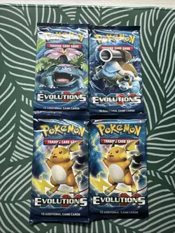 Pokemon Lot of (4) XY Evolutions Booster PackFactory Sealed - Image 1