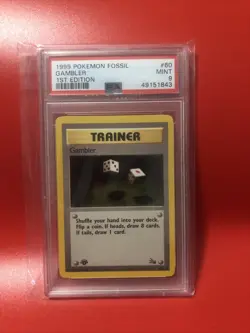 PSA 9 Pokemon TCG Gambler Fossil, 1st Edition 60/62 - Image 1