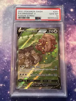 2021 Pokemon Fusion Strike Greedent V Alt Art 257/264 PSA 10 Gem Mint - Image 1