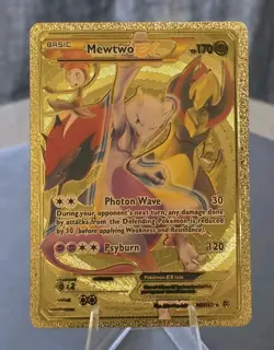 Pokemon Mewtwo EX 170hp Gold Foil Fan Art Collector Card TCG - Image 1