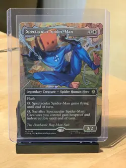 MTG Spectacular Spider-Man 0236 Borderless Textured Foil Bombastic BAG MAN SUIT - Image 1