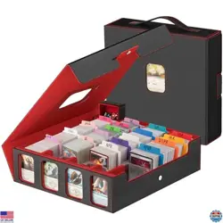 3200+ Card Storage Box for MTG - 30 Dividers, 4-Row Case with Handle & Windows - Image 1